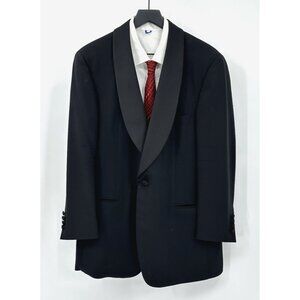 SAMUELSOHN 2 piece tuxedo tux shawl collar satin formal prom black 41R 34W